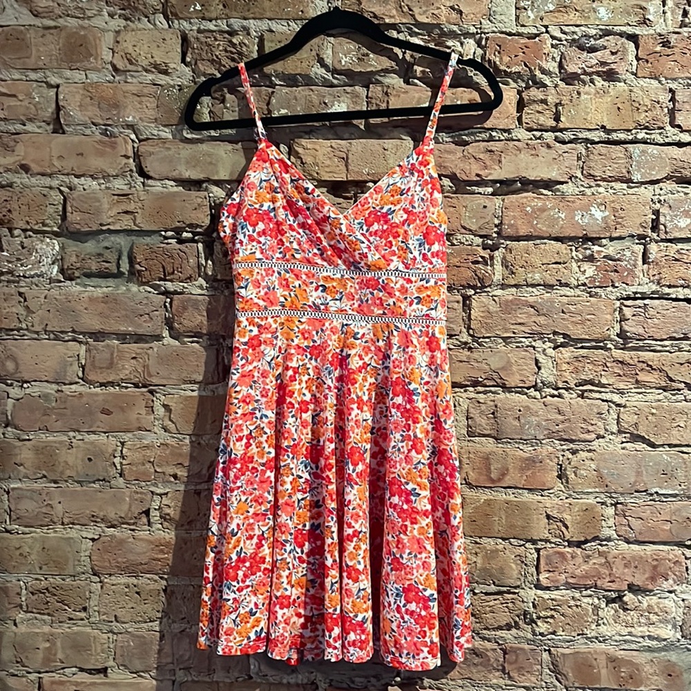 Red Pink Floral Mini Dress